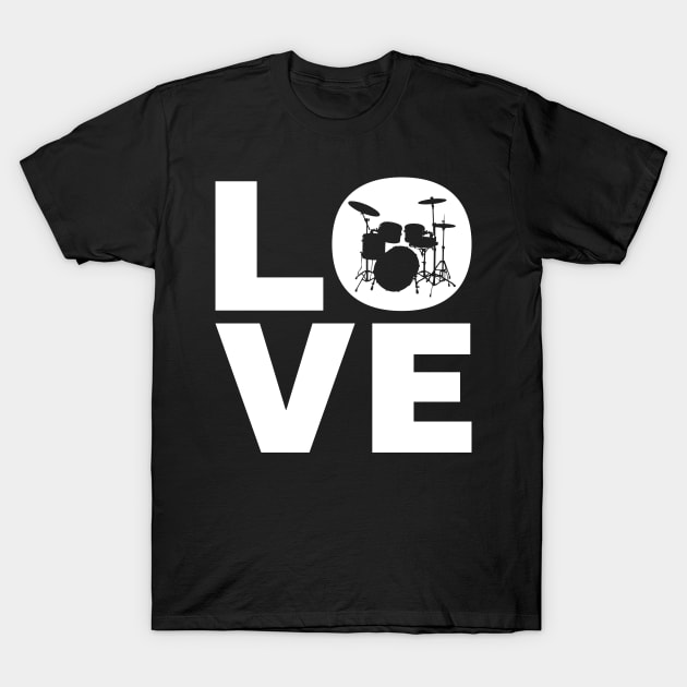 Love Drumming - I Love Drums | Drummer & Percussionist Gift T-Shirt by OceanRadar